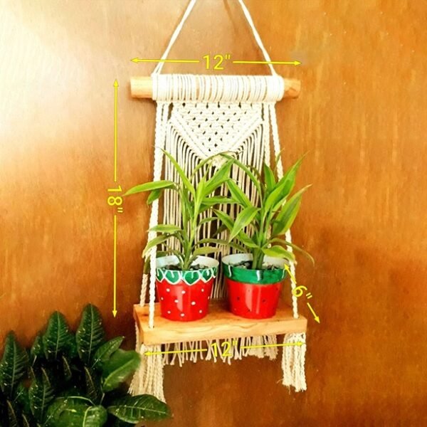 Macrame wall hanging shelf