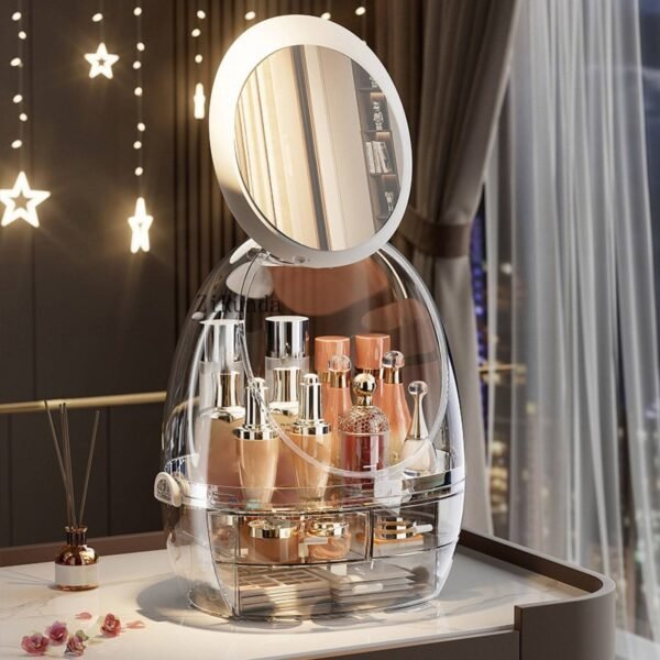 Makeup Storage Box With LED Light and Mirror
